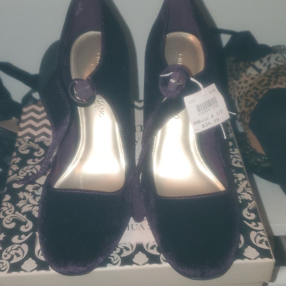 Purple suede heels